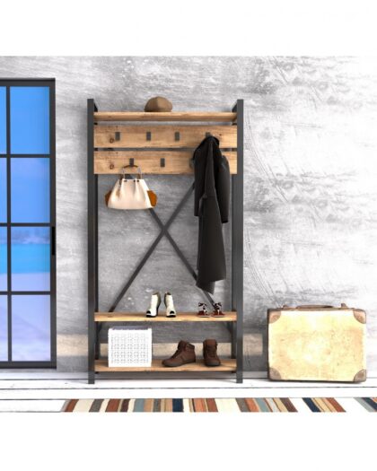 ΕΠΙΠΛΟ ΕΙΣΟΔΟΥ HM8943.01 NATURAL WOOD & ΜΑΥΡΟ 90x34x180 εκ.