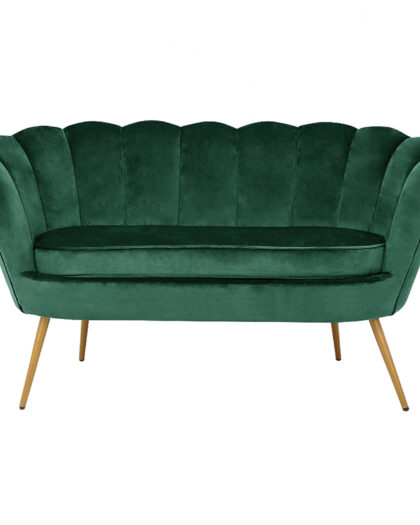 ΚΑΝΑΠΕΣ 2ΘΕΣΙΟΣ COQUILLE HM8627.03 ΑΠΟ ΚΥΠΑΡΙΣΣΙ ΒΕΛΟΥΔΟ ΜΕ ΧΡΥΣΑ ΠΟΔΙΑ 130x77x83εκ.