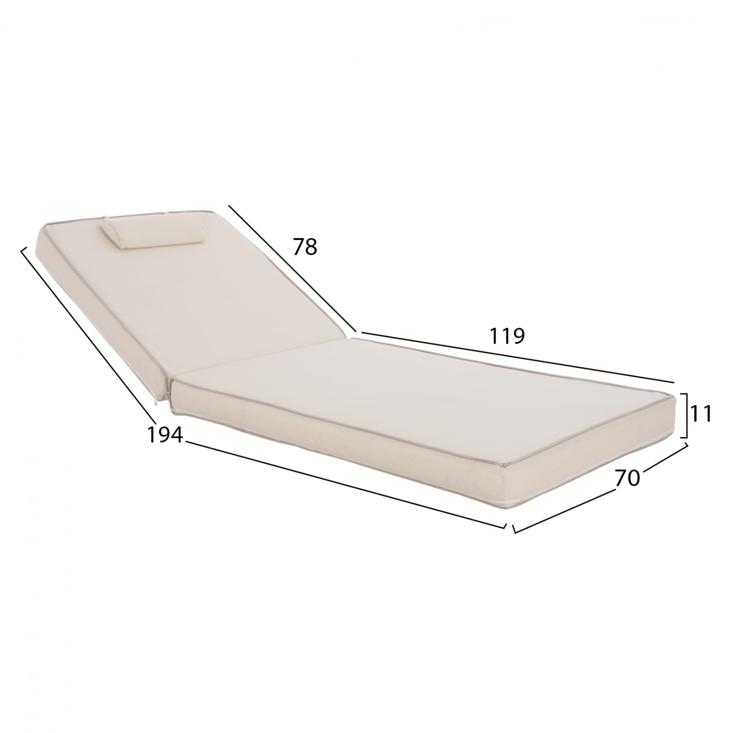 ΜΑΞΙΛΑΡΙ ΞΑΠΛΩΣΤΡΑΣ TEXTILENE 600gr/m2 2X1 SIFNOS ΜΠΕΖ HM11237.60T 194x70x11εκ. - Image 4
