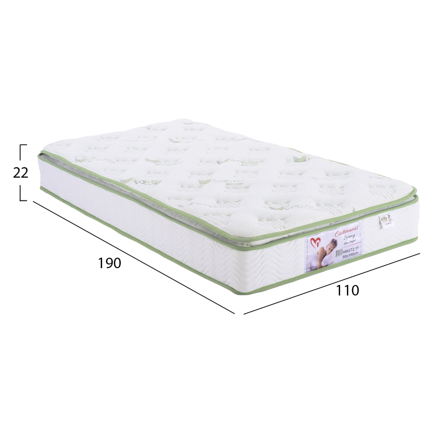 ΣΤΡΩΜΑ CONTINUOUS SPRING ΑΝΩΣΤΡΩΜΑ ALOE VERA 110X190 HM372.12 ΜΟΝΗΣ ΟΨΗΣ - Image 4