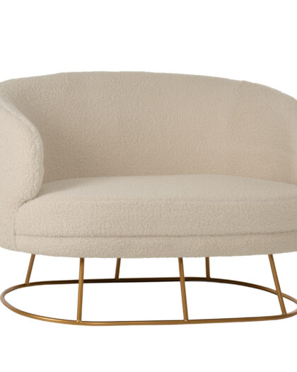 ΚΑΝΑΠΕΣ 2ΘΕΣΙΟΣ ARIEN HM8492.20 ΕΚΡΟΥ ΜΠΟΥΚΛΕ ΥΦΑΣΜΑ ΜΕ ΧΡΥΣΗ ΒΑΣΗ 130x75x85Y εκ.