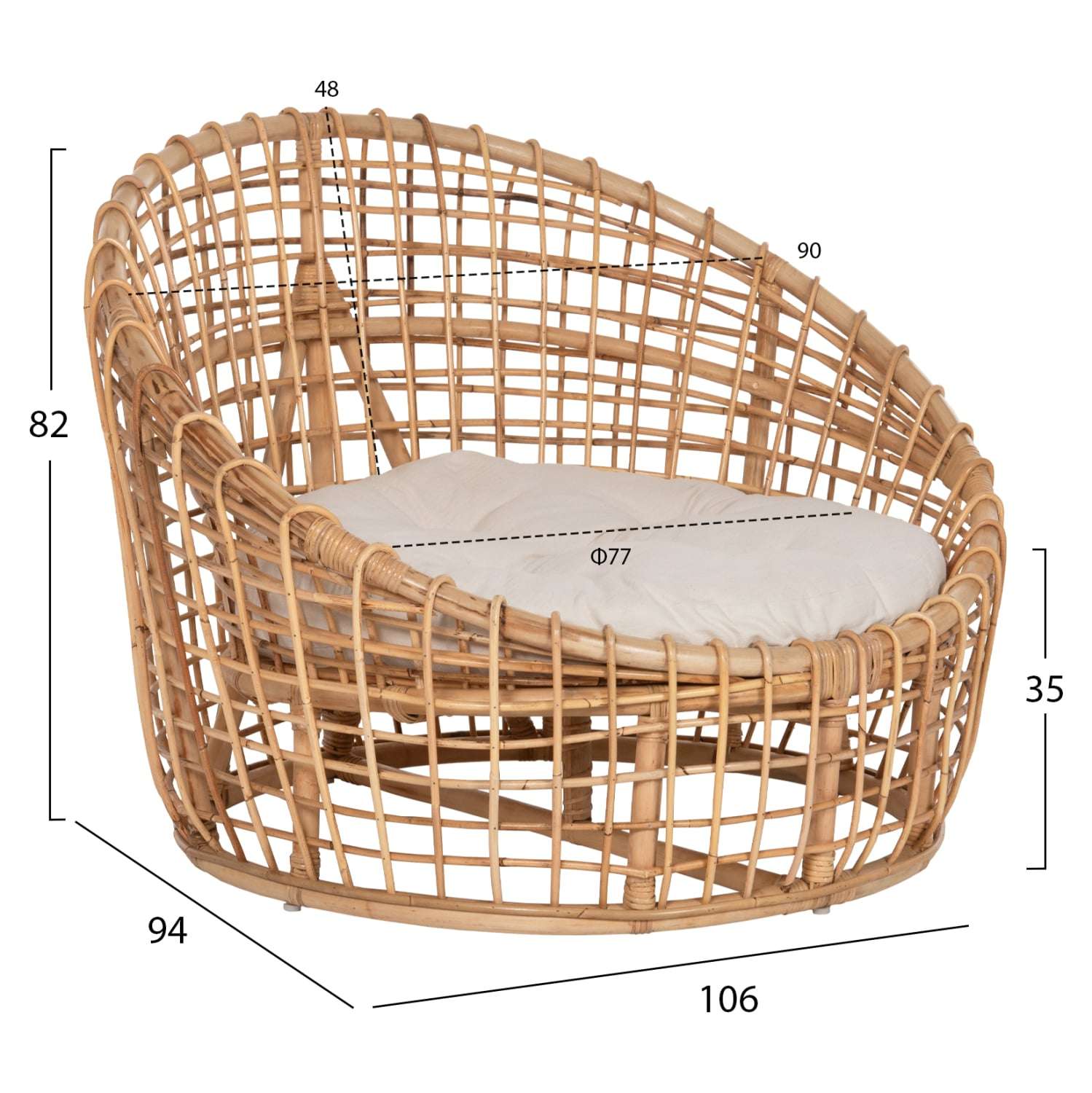 ΠΟΛΥΘΡΟΝΑ ENTO HM9814 RATTAN ΣΕ ΦΥΣΙΚΟ-ΜΠΕΖ ΜΑΞΙΛΑΡΙ 85x75x67Yεκ. - Image 4