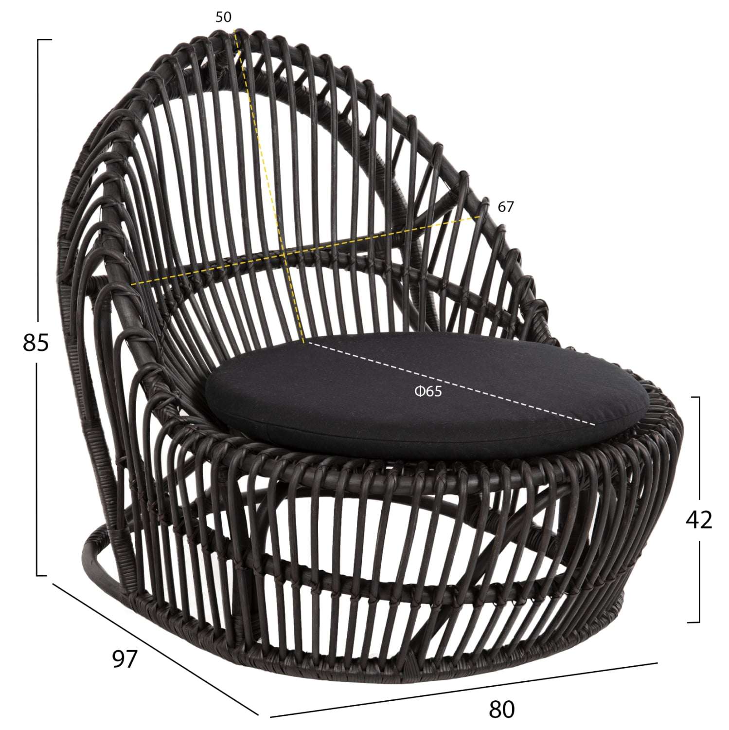 ΠΟΛΥΘΡΟΝΑ ENTROPY HM9840.03 ΦΥΣΙΚΟ RATTAN ΜΕ ΜΑΞΙΛΑΡΙ-ΜΑΥΡΟ 80x97x85Υεκ. - Image 4