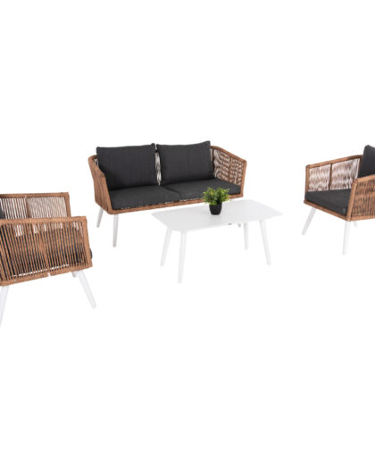 ΣΑΛΟΝΙ ΕΞ.ΧΩΡΟΥ 4ΤΜΧ FREJA HM6057.01 ΑΛΟΥΜ. ΛΕΥΚΟ-PE RATTAN ΜΠΕΖ-ΑΝΘΡΑΚΙ ΜΑΞΙΛΑΡΙΑ