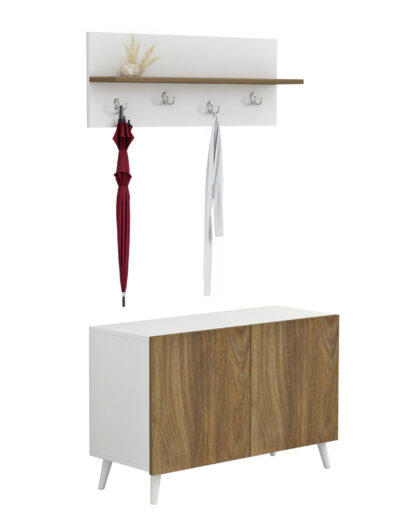 ΕΠΙΠΛΟ ΕΙΣΟΔΟΥ DELPHINE HM8876.11 ΜΕΛΑΜΙΝΗ ΣΕ ΦΥΣΙΚΟ-ΛΕΥΚΟ 80x31,3x41,5Yεκ