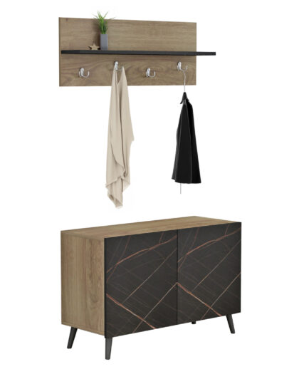 ΕΠΙΠΛΟ ΕΙΣΟΔΟΥ DELPHINE HM8876.12 ΜΕΛΑΜΙΝΗ ΣΕ ΦΥΣΙΚΟ-ΜΑΥΡΟ ΜΑΡΜΑΡΟ 80x31.5x52Yεκ