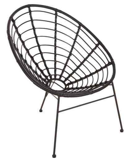ΠΟΛΥΘΡΟΝΑ ΤΥΠΟΥ ΦΩΛΙΑ ΜΕΤΑΛΛΙΚΗ ALLEGRA HM5458.12 ΜΕ WICKER-ΜΑΥΡΟ 73x78x88Υεκ.