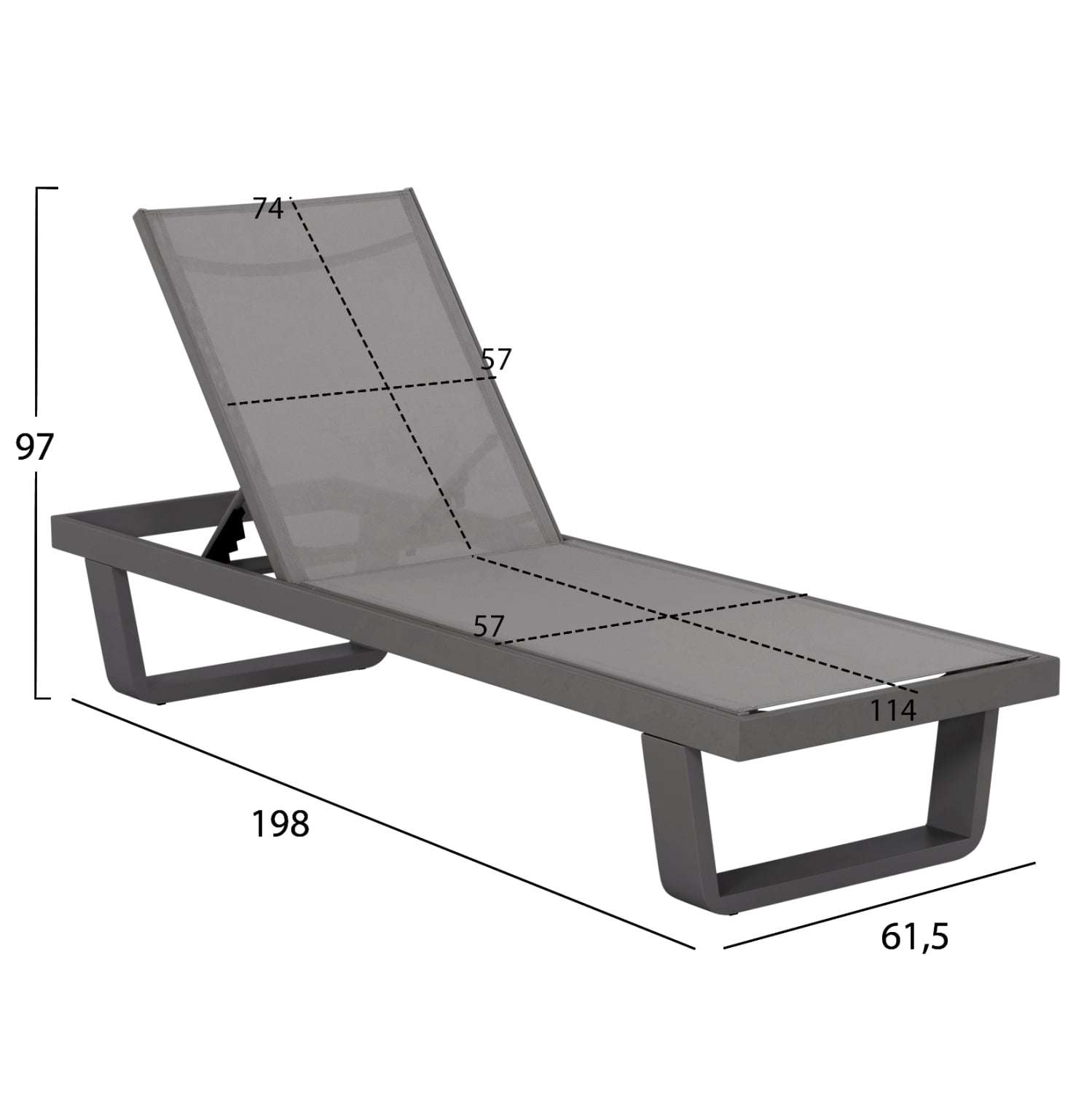 ΞΑΠΛΩΣΤΡΑ ΑΛΟΥΜΙΝΙΟΥ ΜΕ ΥΦΑΣΜΑ TESLIN RICKON HM6292.01 ΣΕ ΓΚΡΙ 198x61,5x97Υεκ. - Image 4