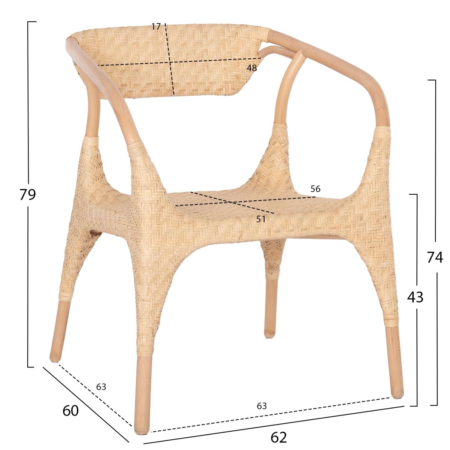 ΠΟΛΥΘΡΟΝΑ GABE ΕΣΩΤ.ΧΩΡΩΝ HM9956.01 ΦΥΣΙΚΟ RATTAN 62x60x79Υεκ. - Image 3
