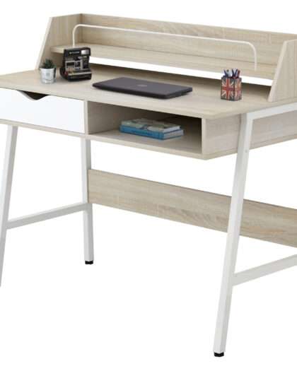 ΓΡΑΦΕΙΟ OLIVIER HM2129.01 ΜΕΛΑΜΙΝΗ ΣΕ SONAMA-ΛΕΥΚΟ-ΛΕΥΚΟΣ ΜΕΤΑΛΛΙΚΟΣ ΣΚΕΛΕΤΟΣ 104x48x89Υεκ